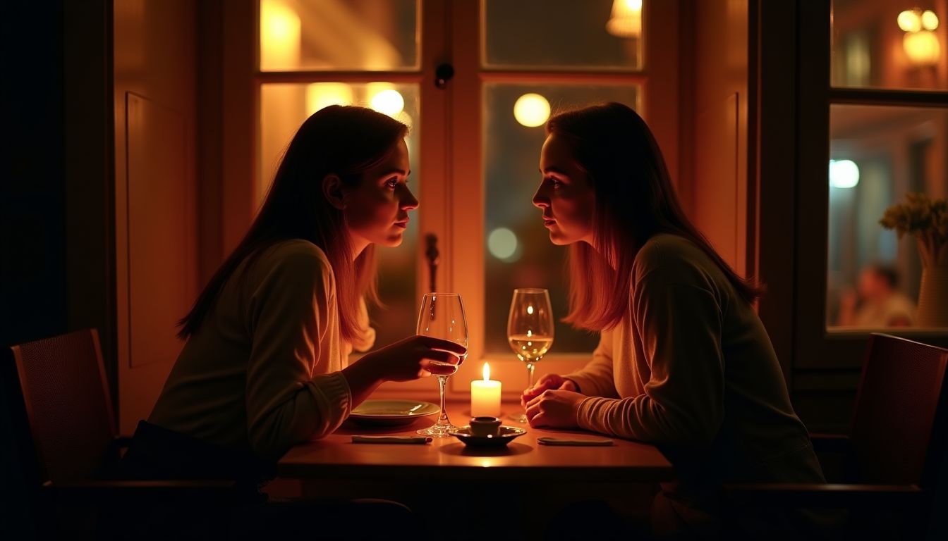 A couple sharing a candlelit dinner at a small cafe table β dating and romance help